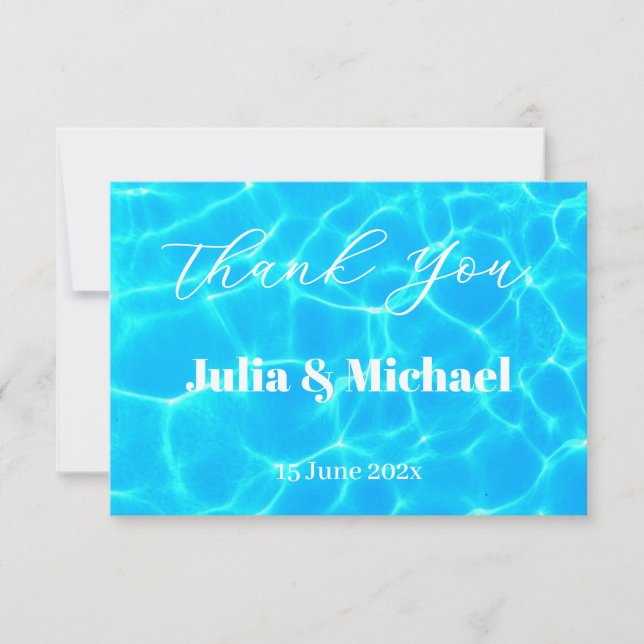 Tarjeta De Agradecimiento Blue Water Beach & Destination Wedding Ocean Theme (Anverso)
