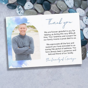 Tarjeta De Agradecimiento Blue Watercolor Arch Photo Sympathy Gracias