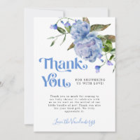 Blue Watercolor Flower Boy Baby Shower