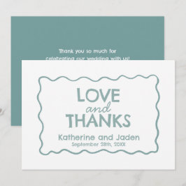 Tarjeta De Agradecimiento Blue Whimsical doodle wedding Flat Thank You Card