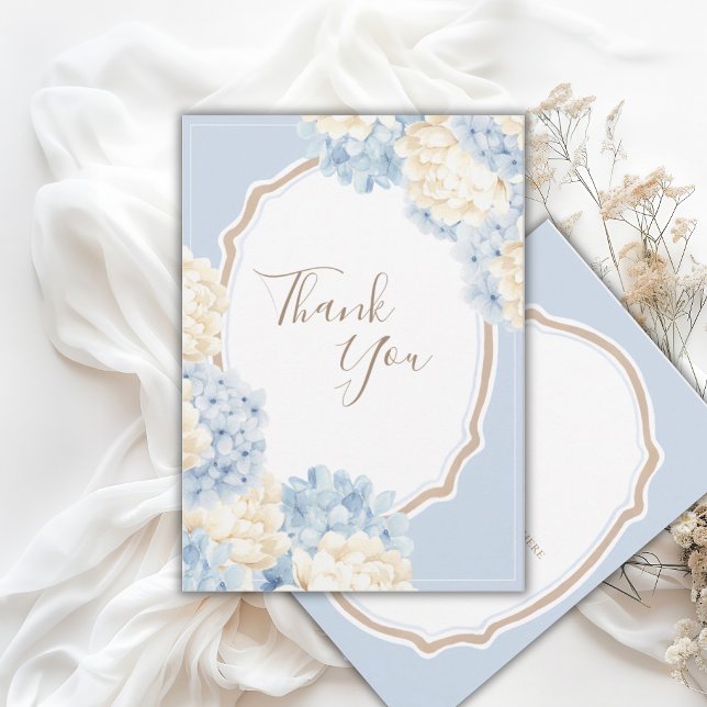 Tarjeta De Agradecimiento Blue & White Hydrangeas Vintage Wedding (Subido por el creador)
