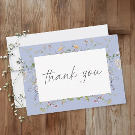 Tarjeta De Agradecimiento Blue Wildflower Garden Elegant Wedding