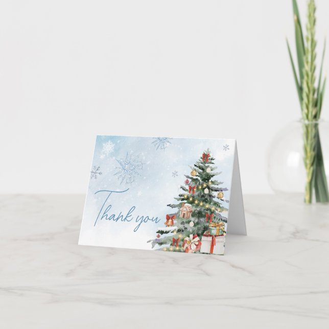 Tarjeta De Agradecimiento Blue Winter Baby It's Cold Fuera de Baby Shower (Anverso)