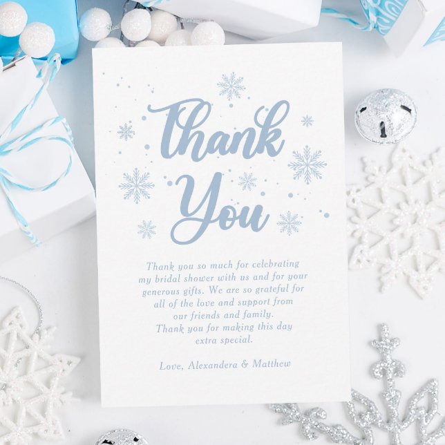 Tarjeta De Agradecimiento Blue Winter Bridal Shower (Subido por el creador)