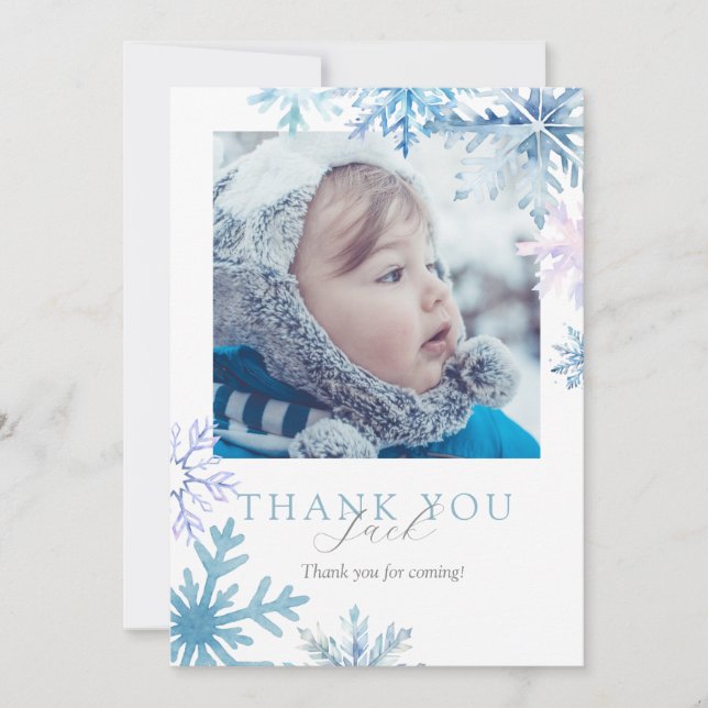 Tarjeta De Agradecimiento Blue Winter Wonderland photo thank you card (Anverso)