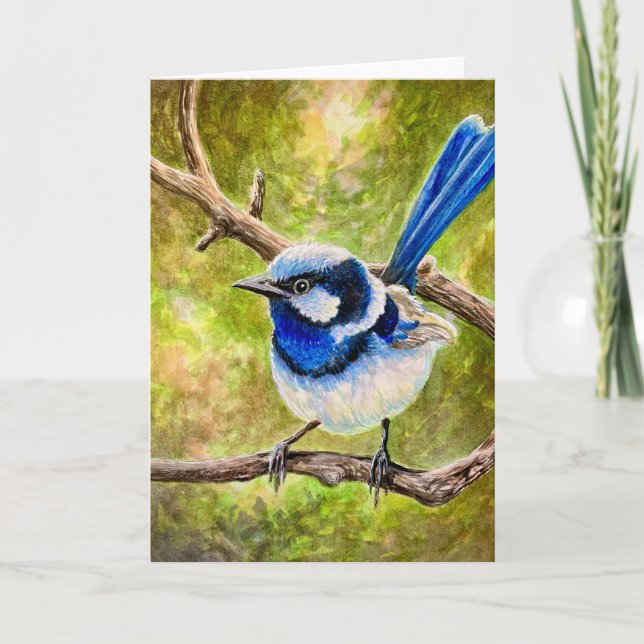Tarjeta De Agradecimiento Blue Wren - (Anverso)