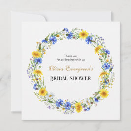 Tarjeta De Agradecimiento Blue Yellow Lavender Wildflower Wreath