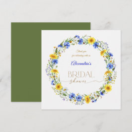 Tarjeta De Agradecimiento Blue Yellow Lavender Wildflower Wreath