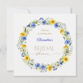Tarjeta De Agradecimiento Blue Yellow Lavender Wildflower Wreath