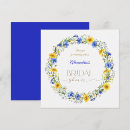 Tarjeta De Agradecimiento Blue Yellow Lavender Wildflower Wreath