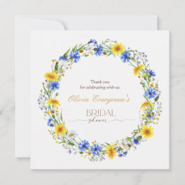 Tarjeta De Agradecimiento Blue Yellow Lavender Wildflower Wreath