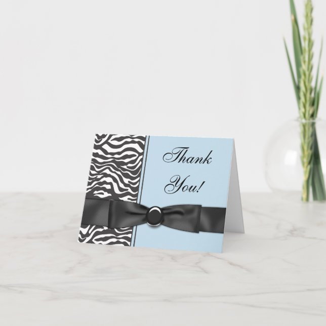 Tarjeta De Agradecimiento Blue Zebra Gracias Cartas (Anverso)