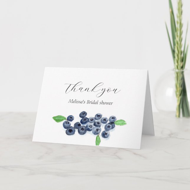 Tarjeta De Agradecimiento Blueberries Bridal Shower (Anverso)
