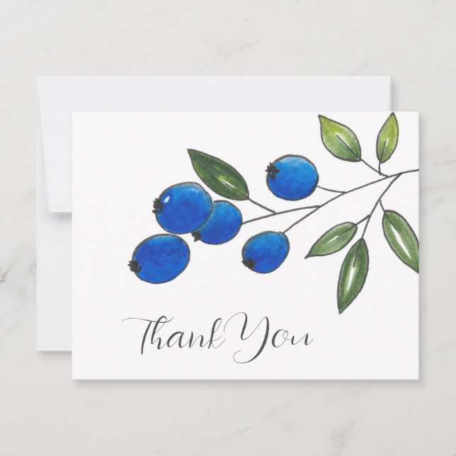 Tarjeta De Agradecimiento Blueberries de mano 2 (Anverso)