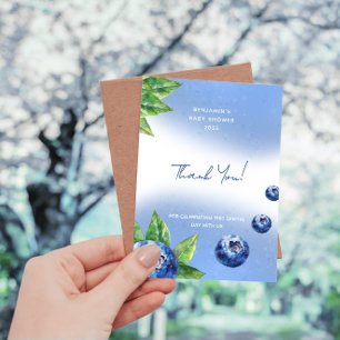 Tarjeta de agradecimiento Blueberry Baby Shower Fl