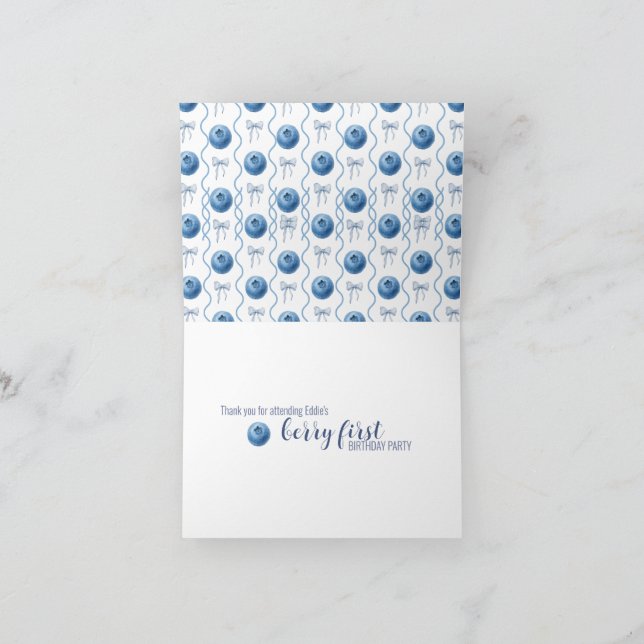 Tarjeta De Agradecimiento Blueberry Baby's Berry First 1st Birthday Party (Interior)