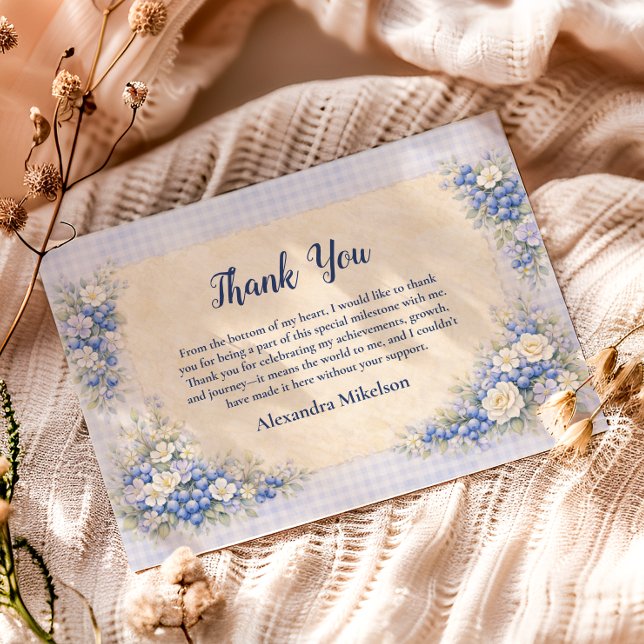 Tarjeta De Agradecimiento Blueberry Floral Storybook Berry 1st Birthday (Subido por el creador)