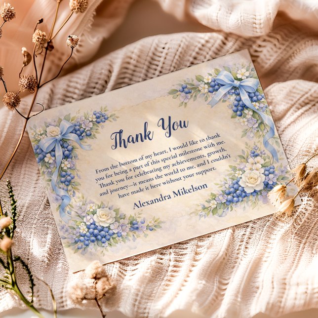 Tarjeta De Agradecimiento Blueberry Garden Berry First 1st Birthday (Subido por el creador)