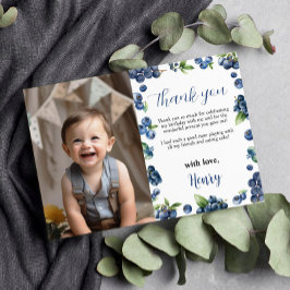 Tarjeta De Agradecimiento Blueberry Sweet 1er Cumpleaños Foto Gracias Tarjet