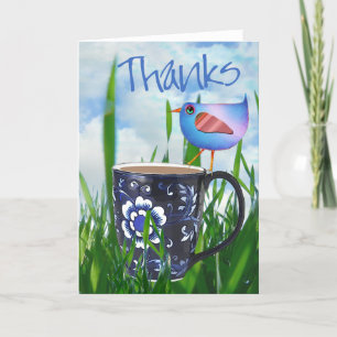 Tarjeta De Agradecimiento Bluebird cumpleaños de la felicidad del café del
