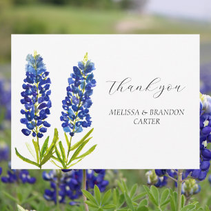 Tarjeta De Agradecimiento Bluebonnets Blue Floral Elegant Wedding Gracias