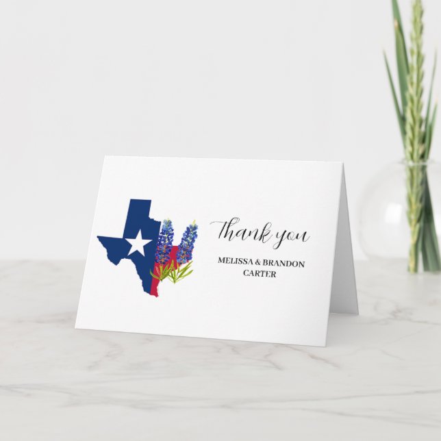 Tarjeta De Agradecimiento Bluebonnets Blue Floral Texas Boda Gracias (Anverso)