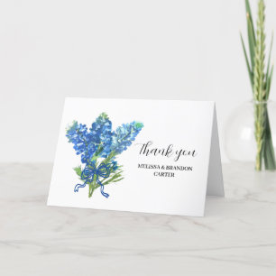 Tarjeta De Agradecimiento Bluebonnets Blue Floral Texas Boda Gracias