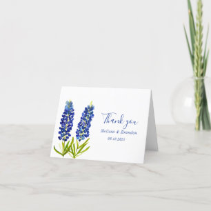 Tarjeta De Agradecimiento Bluebonnets Texas Blue Floral vintage acuarela