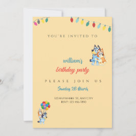 Tarjeta De Agradecimiento Bluey Birthday invitation for kids - Editable