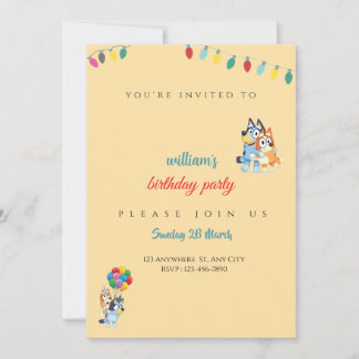 Tarjeta De Agradecimiento Bluey Birthday invitation for kids - Editable