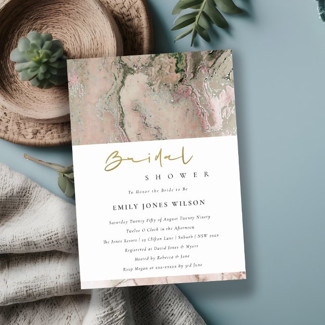 TARJETA DE AGRADECIMIENTO BLUSH DUSKY ROSE GOLD AGATE BRIDAL SHOWER INVITE (Subido por el creador)