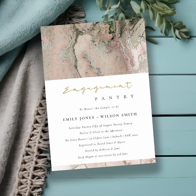 TARJETA DE AGRADECIMIENTO BLUSH DUSKY ROSE GOLD AGATE ENGAGEMENT INVITE (Subido por el creador)
