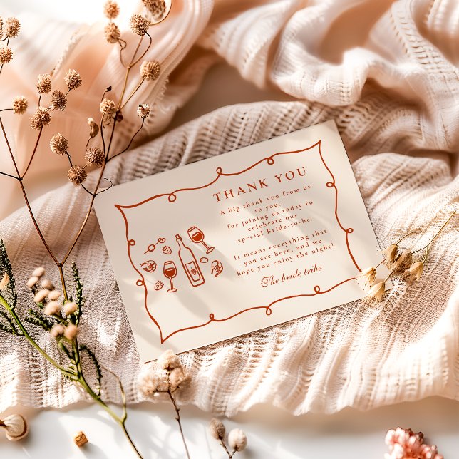 Tarjeta De Agradecimiento Blush Italian Wine Bridal Shower (Subido por el creador)