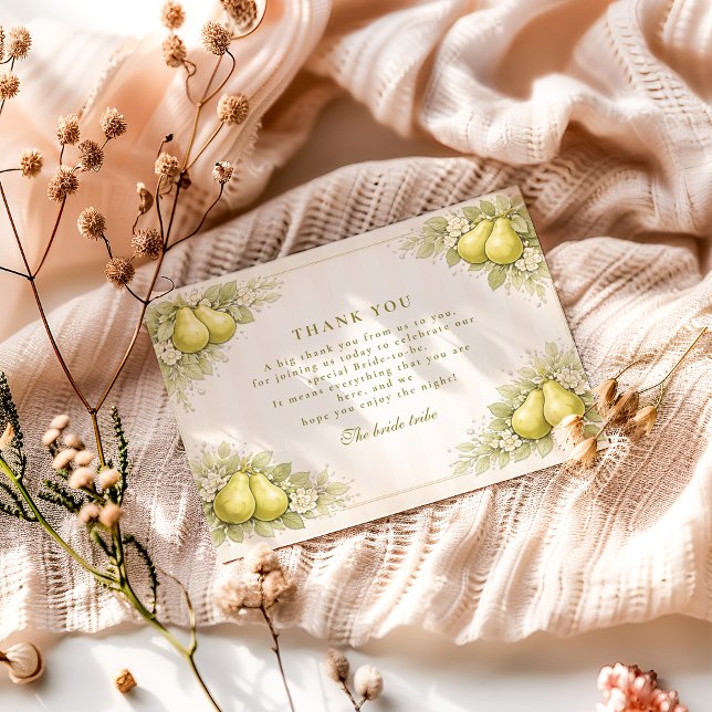 Tarjeta De Agradecimiento Blush Pear Perfect Pair Bridal Shower (Subido por el creador)