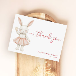 Tarjeta De Agradecimiento Blush Pink Bunny Girly Modern Baby Shower
