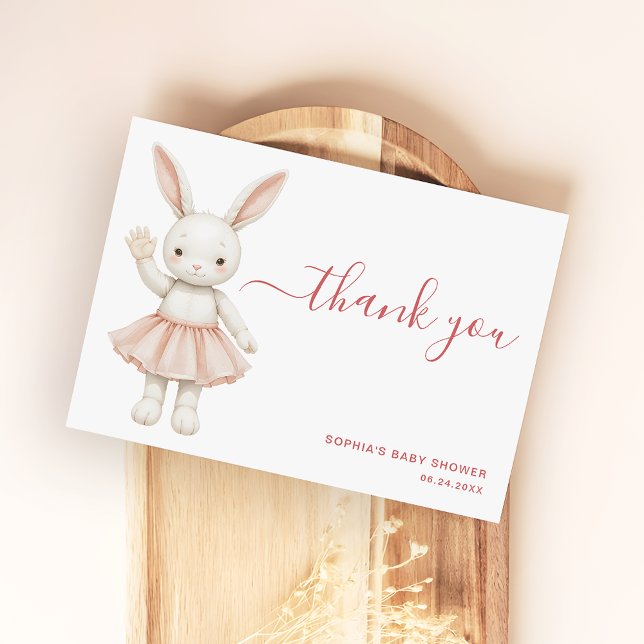 Tarjeta De Agradecimiento Blush Pink Bunny Girly Modern Baby Shower (Subido por el creador)