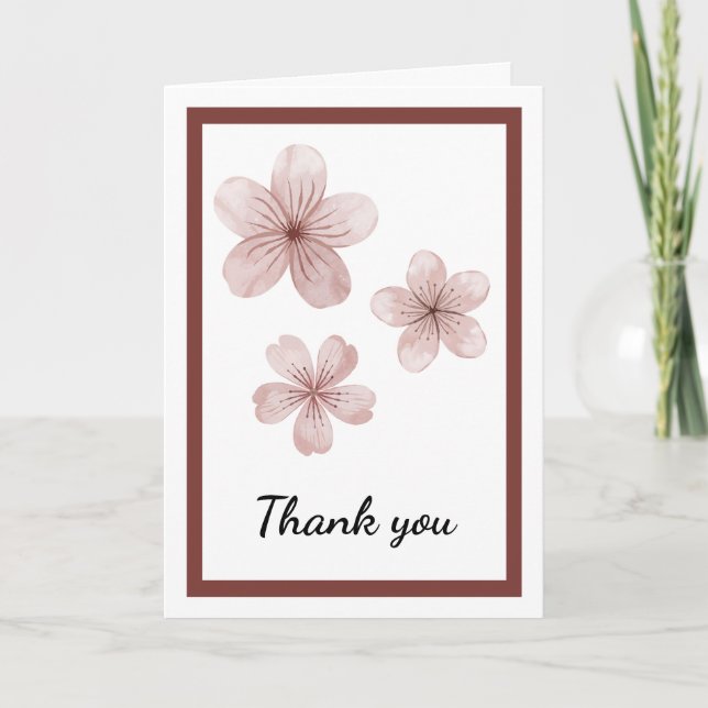 Tarjeta De Agradecimiento Blush Pink Floral Elegant Minimal Soft Botanical (Anverso)