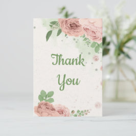 Tarjeta De Agradecimiento blush pink flowers greenery botanical