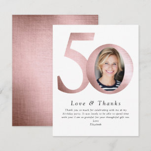 Tarjeta De Agradecimiento Blush Pink Foil 50 & Fabuloso Foto