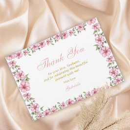 Tarjeta De Agradecimiento Blush Pink Golden Mis Quince Glitter Quinceañera