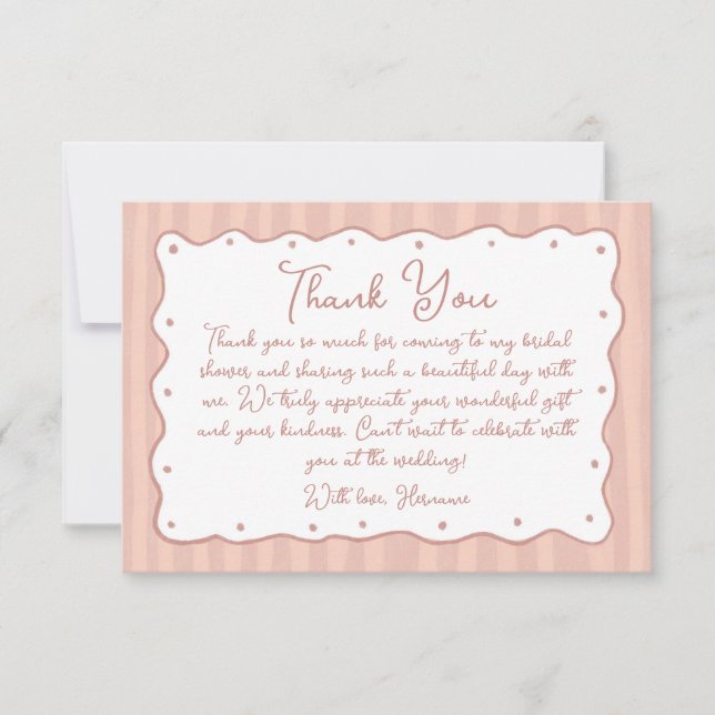 Tarjeta De Agradecimiento Blush Pink Hand Painted Bridal Shower 02 (Anverso)