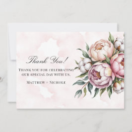 Tarjeta De Agradecimiento Blush Pink Peony and Cotton Wedding