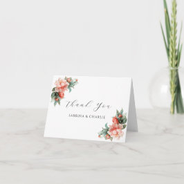Tarjeta De Agradecimiento Blush Pink Peony Coral Elegant Floral