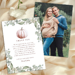 Tarjeta De Agradecimiento Blush Pink Pumpkin Fall Baby Shower Thank You Card