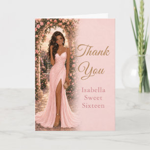 Tarjeta de agradecimiento Blush Pink Sweet Sixteen