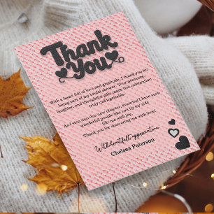 Tarjeta De Agradecimiento Blush Rosa Tipografía Negra Script Bodas de Novia