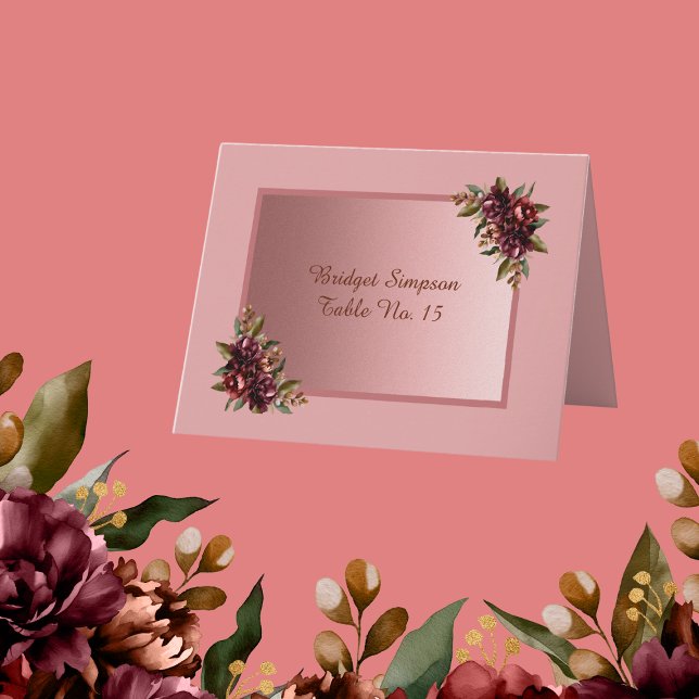 Tarjeta De Agradecimiento Blush Rose Gold - purple Floral Wedding Guest Card (Subido por el creador)