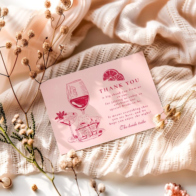 Tarjeta De Agradecimiento Blush Wine Citrus Bridal Shower (Subido por el creador)