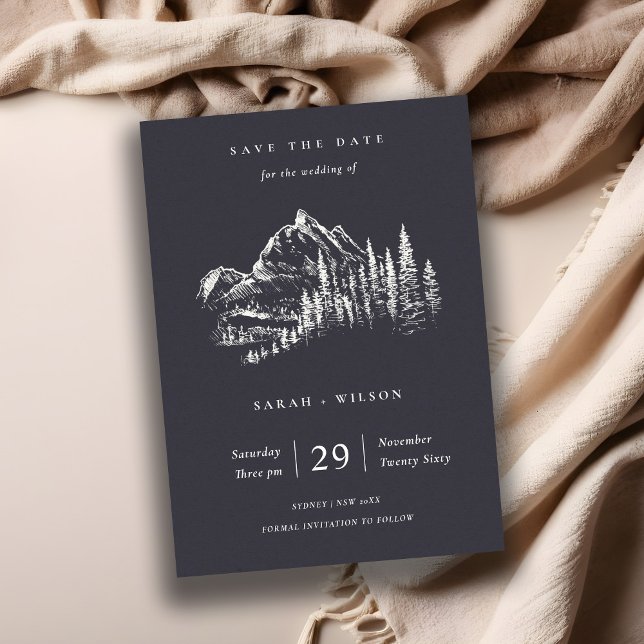 Tarjeta De Agradecimiento Boceto De Montaña Navy Pine Woods Guarda La Tarjet (Subido por el creador)