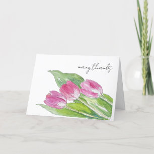 Tarjeta De Agradecimiento Boceto de Tulipán Rosa de Primavera Dibujado a Man